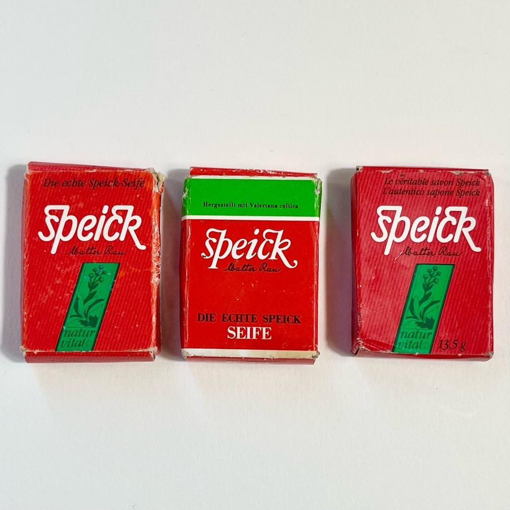 VINTAGE SOAP SPEICK SET OF 3 Travel Bars Mini 13.5 g Orange German Collectible